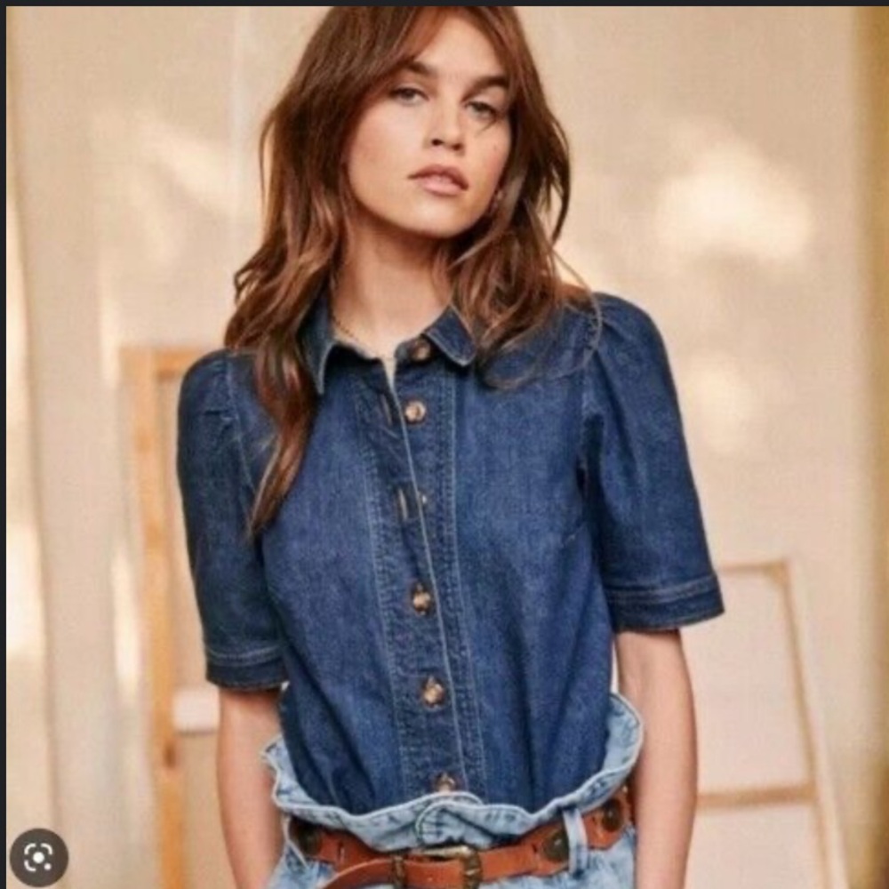 NWT Sézane Kendall Chemise Blouse - Blue denim Wash - Sz 34 FR, 2 US
